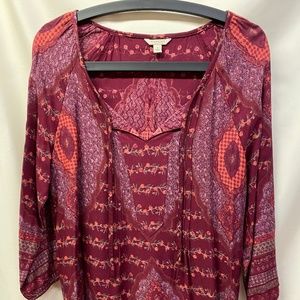 New Sonoma paisley top blouse, scoop neck with ties  Sz: S